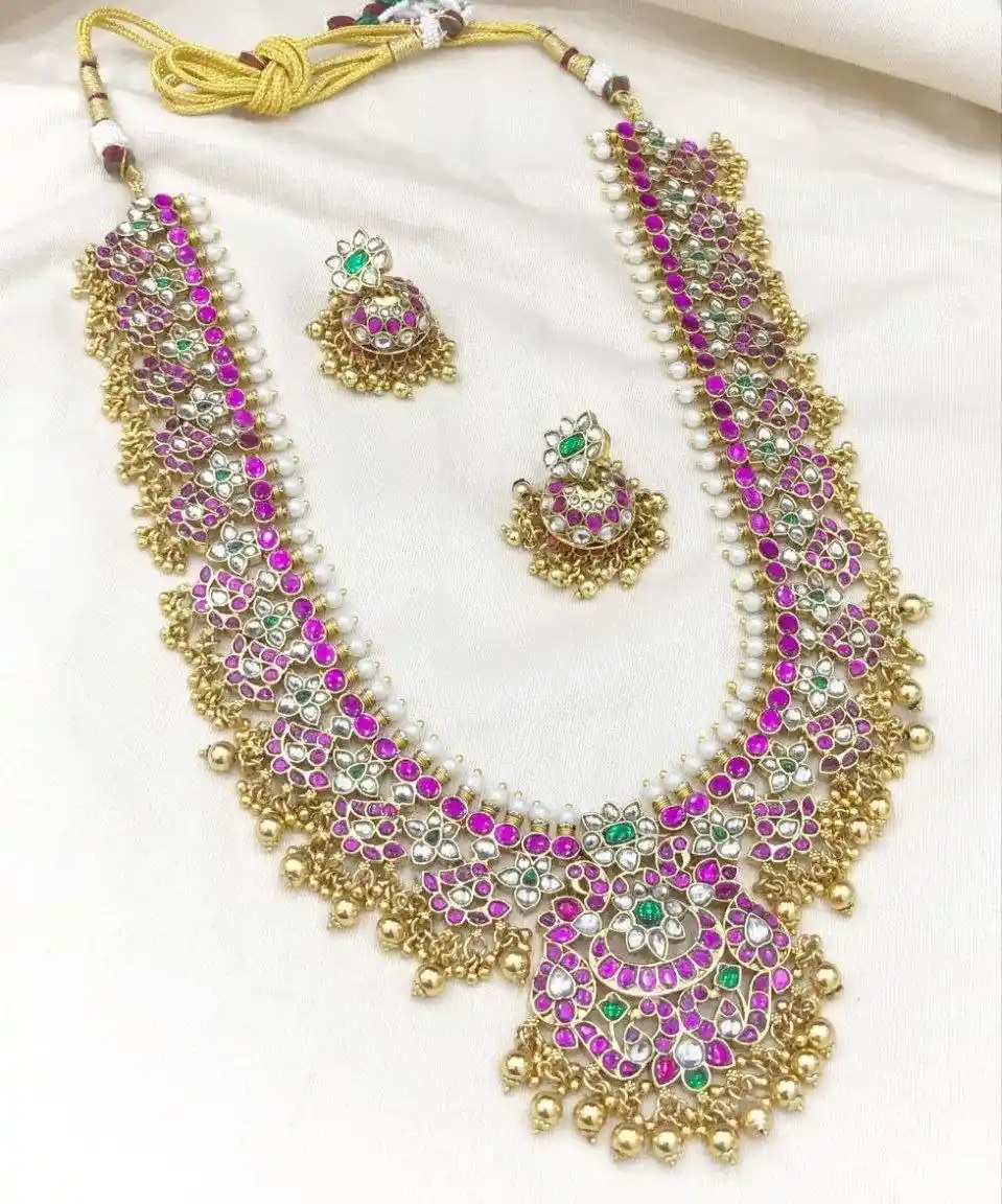 Royal Rani Kundan Beads Long Haram set